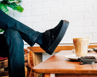 Black Suede Studded Strap Viva Mondo Creeper - T.U.K.V3262-03