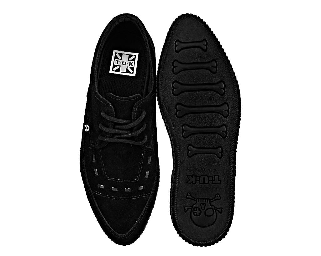 Black Suede Tie Pointed Lace Up EZC - T.U.K.A3263-03