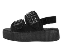 V3254L Black Suede Velcro Studded Sandal