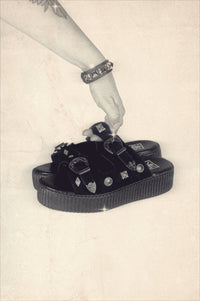 Black Suede Western 2 Strap Viva Mondo Sandal - T.U.K.V3495L-05