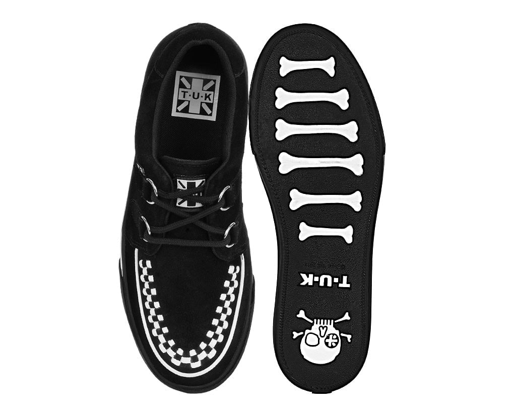 A9182 Black Suede White Interlace Sneaker