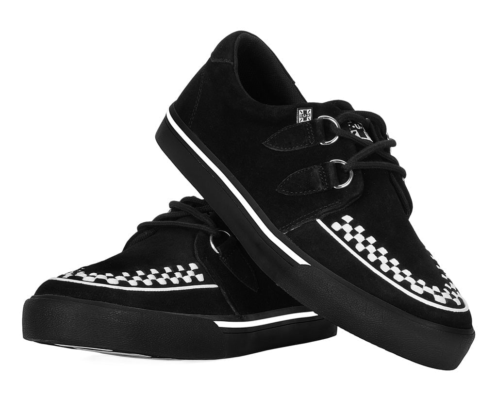 A9182 Black Suede White Interlace Sneaker
