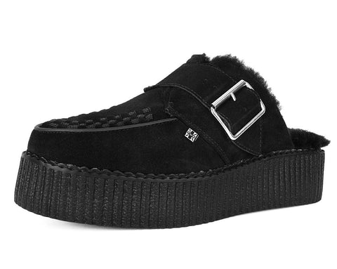 V3235L Black Suede Wool Creeper Mule