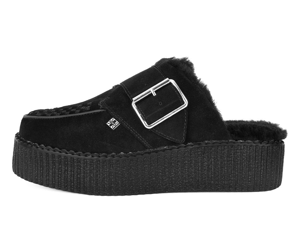 V3235L Black Suede Wool Creeper Mule