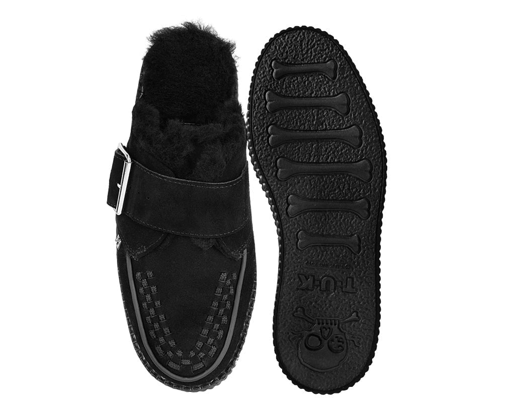 V3235L Black Suede Wool Creeper Mule