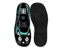 Black & Teal Vinyl Glitter Kitty Mary Jane - T.U.K.T2379-05