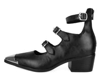 A3288L Black TUKskin 3-Buckle Cuban Heel