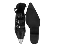 A3288L Black TUKskin 3-Buckle Cuban Heel