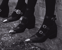 A3288L Black TUKskin 3-Buckle Cuban Heel