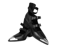 A3288L Black TUKskin 3-Buckle Cuban Heel