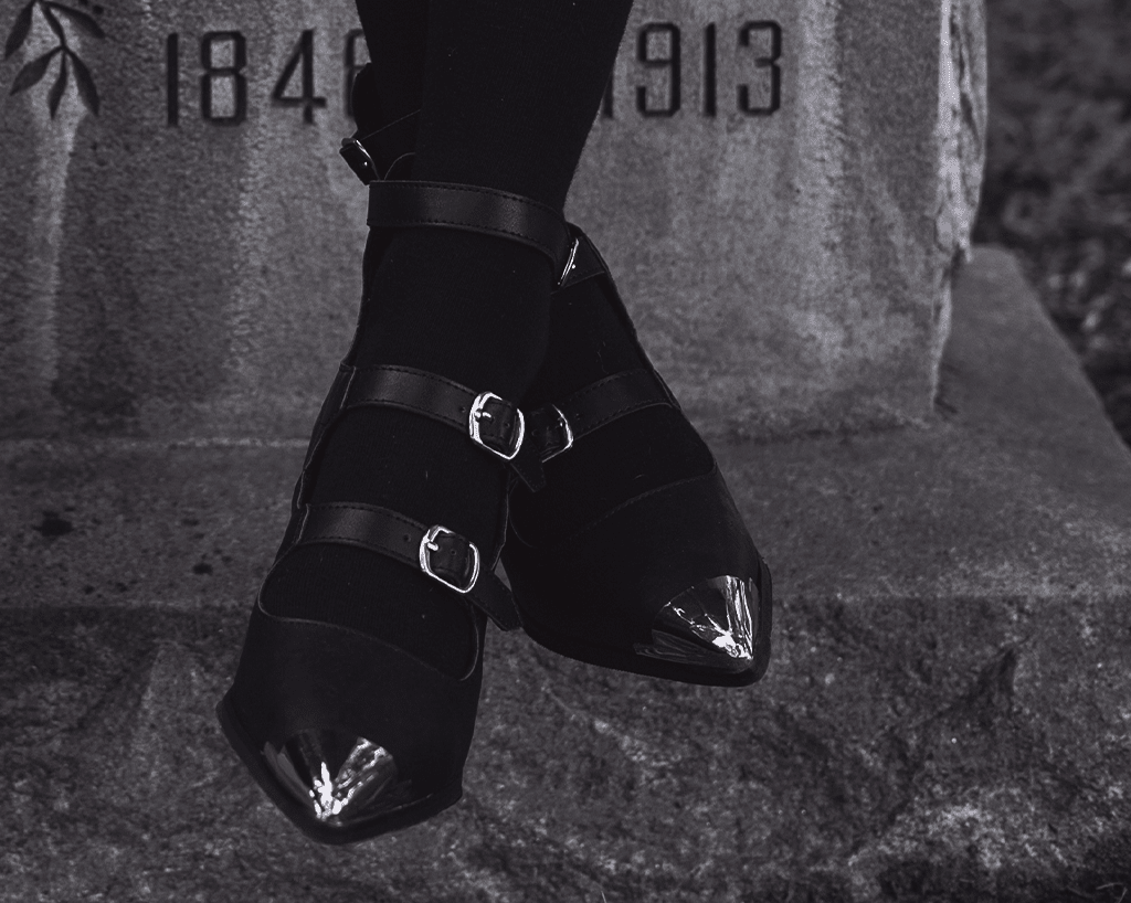 A3288L Black TUKskin 3-Buckle Cuban Heel