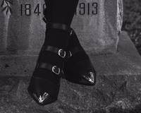 A3288L Black TUKskin 3-Buckle Cuban Heel