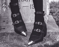 A3288L Black TUKskin 3-Buckle Cuban Heel