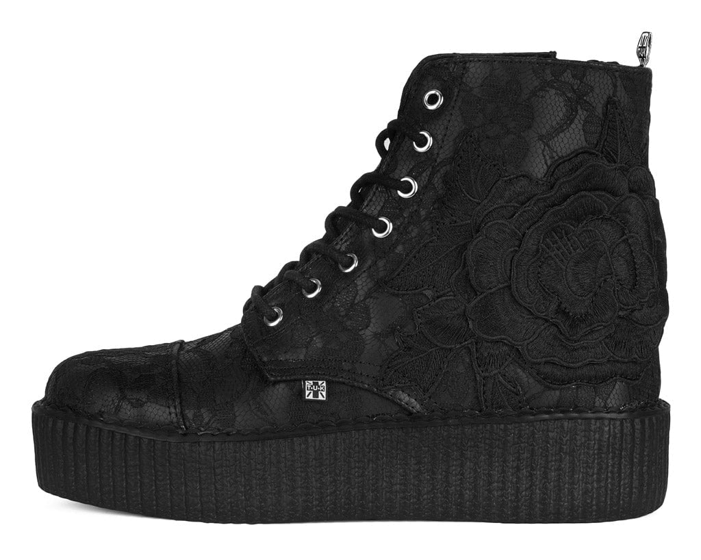 V3405L Black TUKskin 7 Eye Flower Lace Viva Mondo Boot