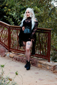 V3405L Black TUKskin 7 Eye Flower Lace Viva Mondo Boot