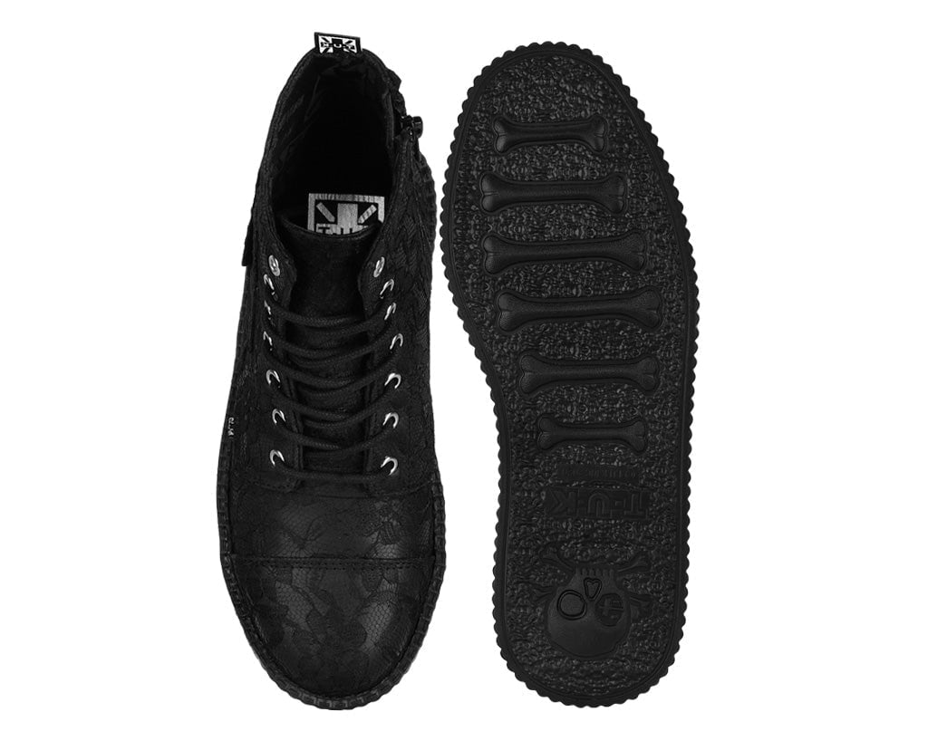 V3405L Black TUKskin 7 Eye Flower Lace Viva Mondo Boot