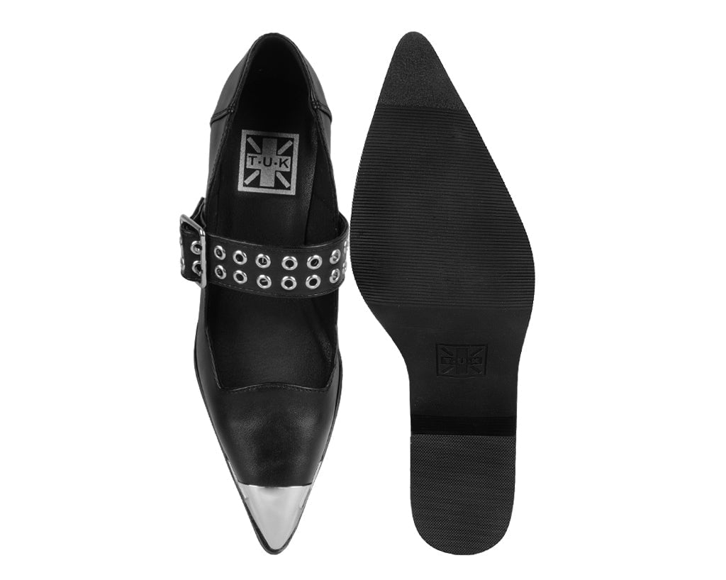 A3289L Black TUKskin Cuban Heel Mary Jane