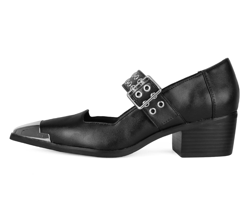 A3289L Black TUKskin Cuban Heel Mary Jane