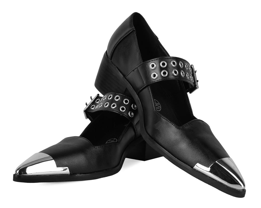 A3289L Black TUKskin Cuban Heel Mary Jane