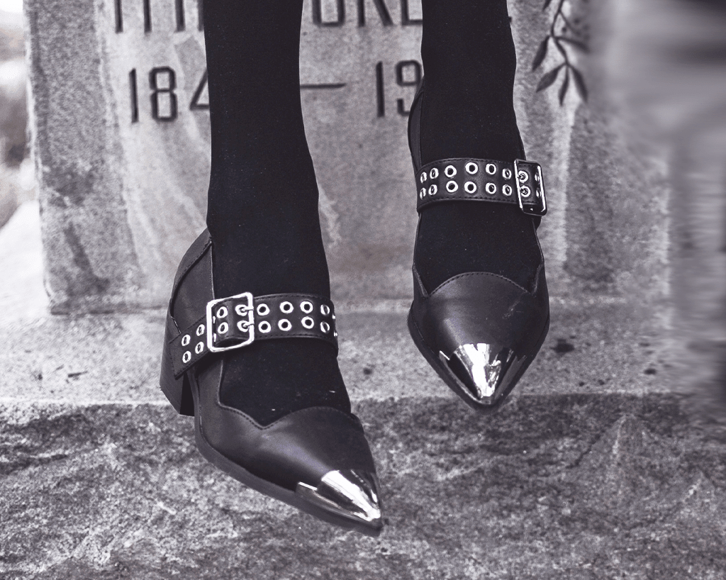 A3289L Black TUKskin Cuban Heel Mary Jane