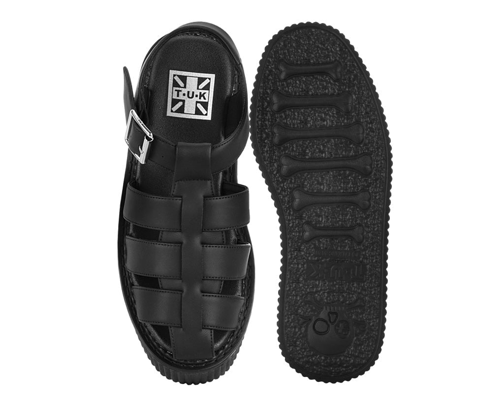 S3347 Black TUKskin Fisherman Strato Sandal