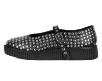 F3275L Black TUKskin Flat Stud Viva Low Mary Jane