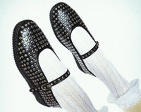 F3275L Black TUKskin Flat Stud Viva Low Mary Jane