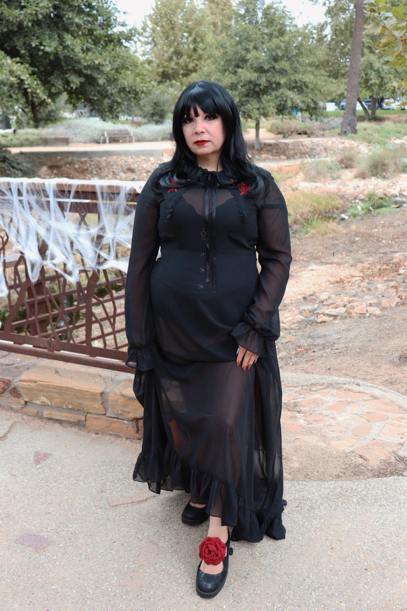 F3406L Black TUKskin Flower Lace Viva Low Mary Jane