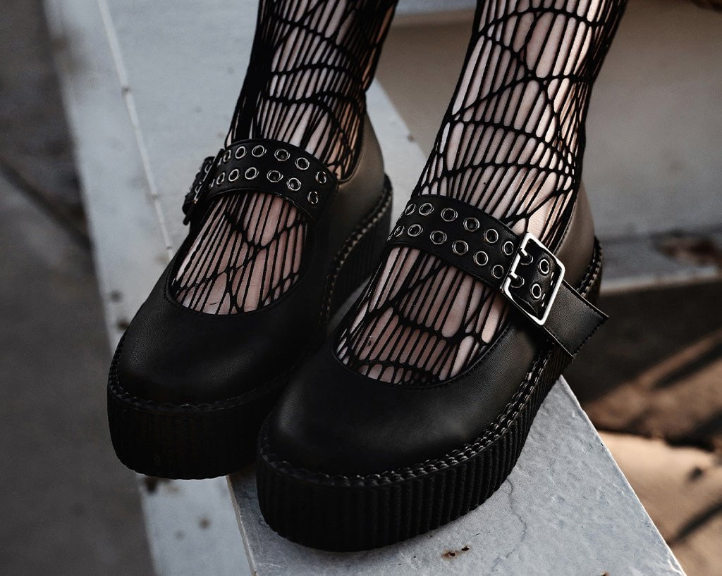 V9595L Black TUKskin™ Mary Jane Viva Mondo Creeper