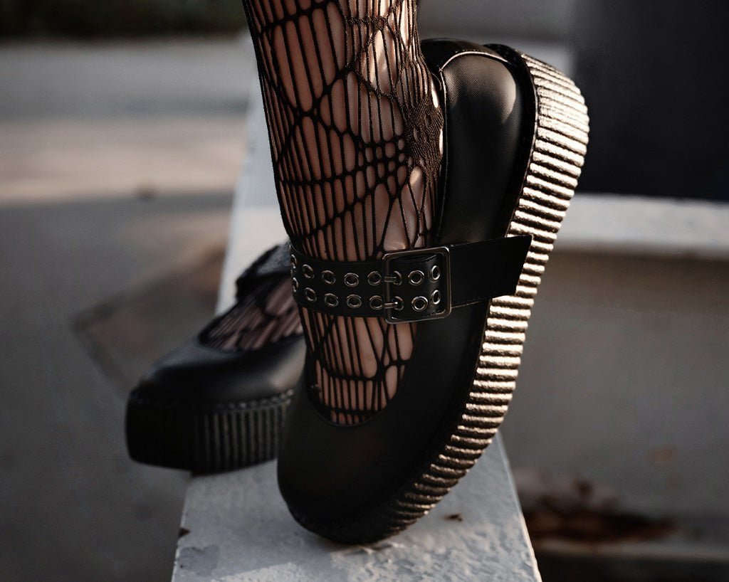 V9595L Black TUKskin™ Mary Jane Viva Mondo Creeper