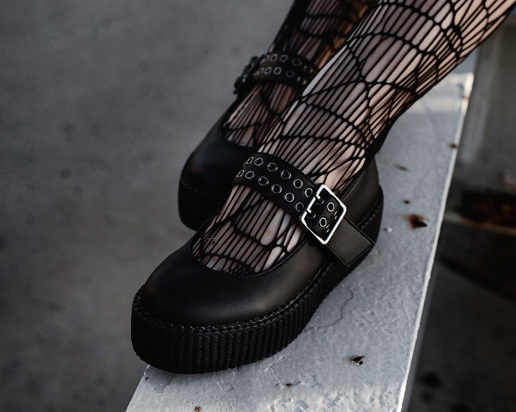 V9595L Black TUKskin™ Mary Jane Viva Mondo Creeper