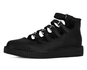 Black TUKskin™ Multi - Strap Pointed Mary Jane Creeper - T.U.K.A9417L-05