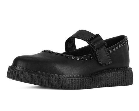 A3354L Black TUKskin Pointed Collar Mary Jane
