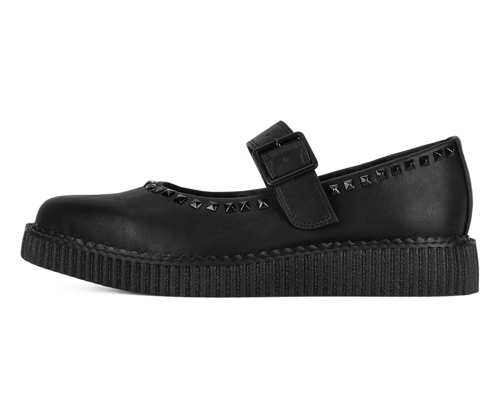 A3354L Black TUKskin Pointed Collar Mary Jane