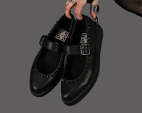A3354L Black TUKskin Pointed Collar Mary Jane
