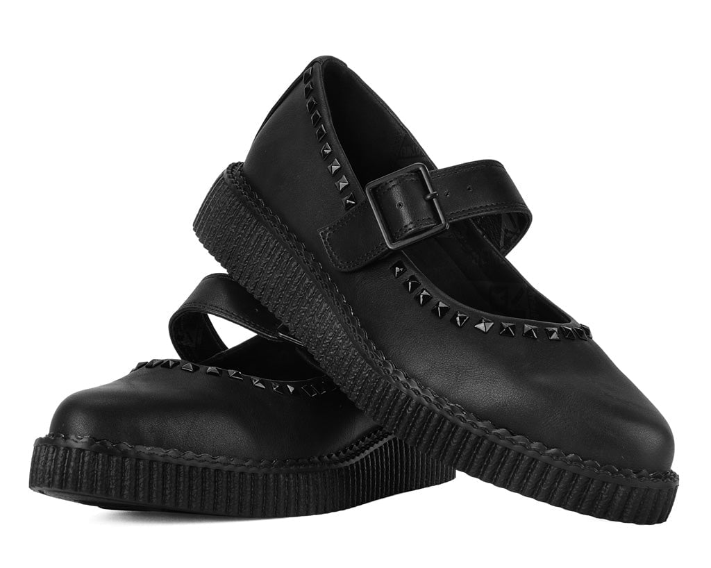 A3354L Black TUKskin Pointed Collar Mary Jane