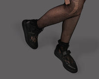 A3354L Black TUKskin Pointed Collar Mary Jane
