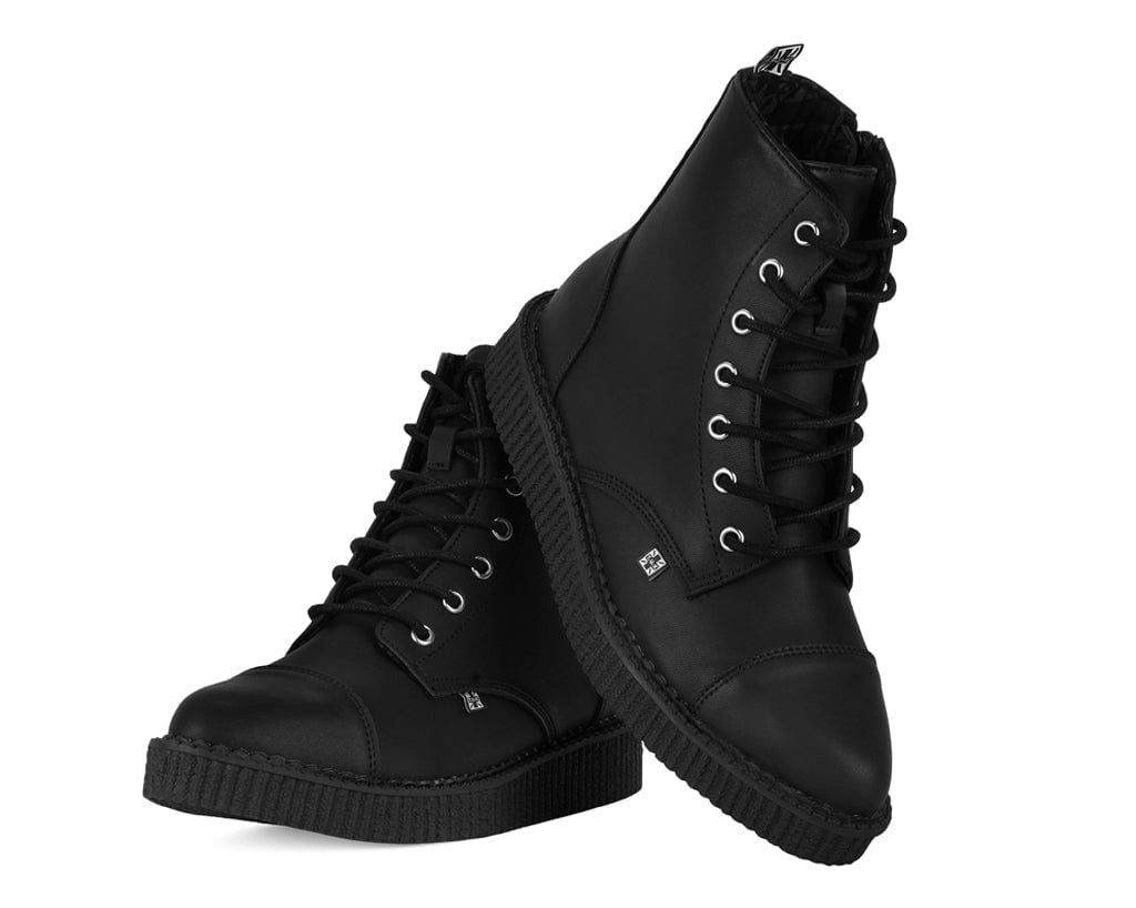 Black TUKskin™ Pointed Lace Up Boot - T.U.K.A9636-03