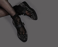 A3355L Black TUKskin Pointed Spike Mary Jane