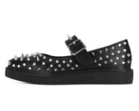 A3355L Black TUKskin Pointed Spike Mary Jane