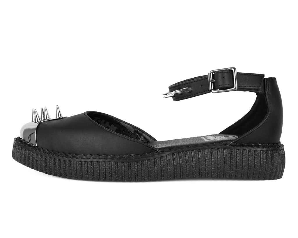 A3270L Black TUKskin Pointed Spikes Mary Jane Sandal