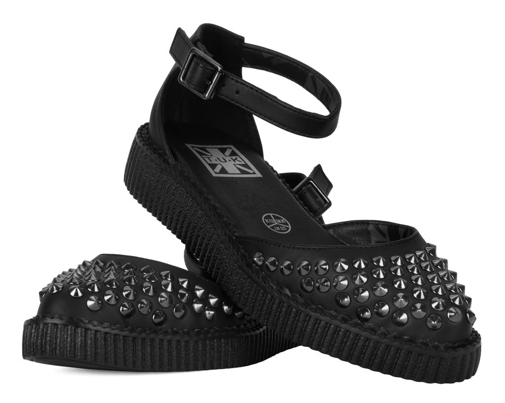 A9575L Black TUKskin™ Pointed Studded Sandal