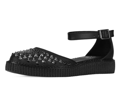 A9575L Black TUKskin™ Pointed Studded Sandal