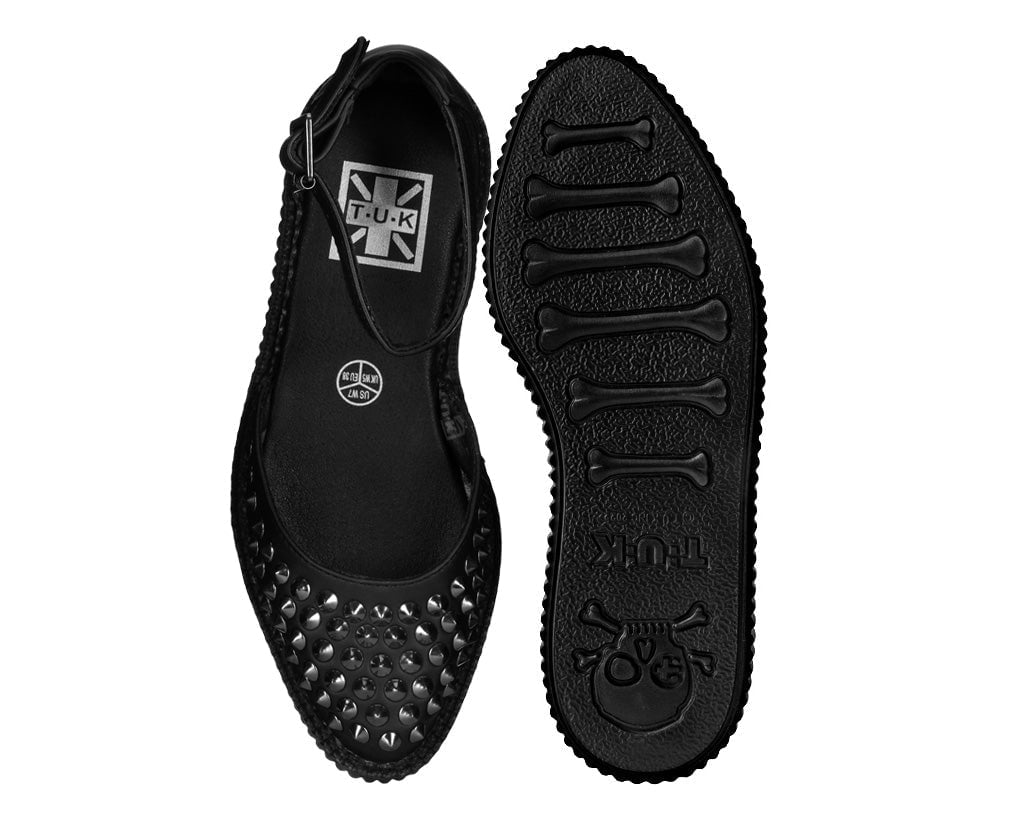 A9575L Black TUKskin™ Pointed Studded Sandal