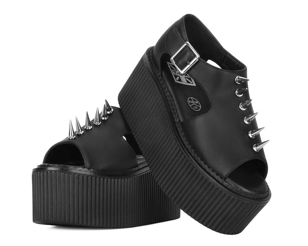 S3348 Black TUKskin Spike Strato Sandal