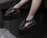 S3348 Black TUKskin Spike Strato Sandal
