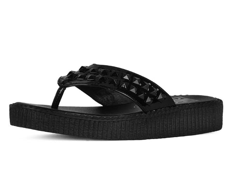 F3388L Black TUKskin Stud Viva Low Flip Flop