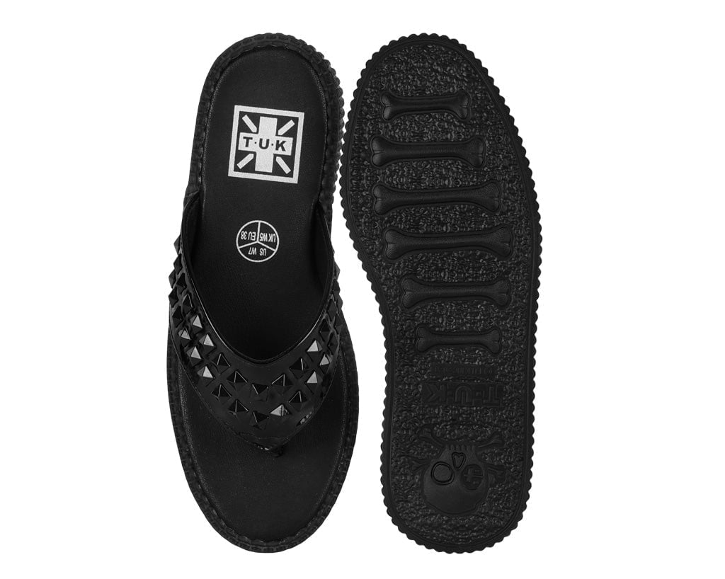 F3388L Black TUKskin Stud Viva Low Flip Flop