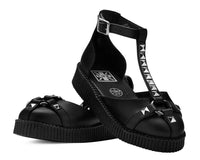 Black TUKskin™ Studded T-bar Pointed Mary Jane - T.U.K.F3499L-05