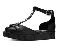 Black TUKskin™ Studded T-bar Pointed Mary Jane - T.U.K.F3499L-05